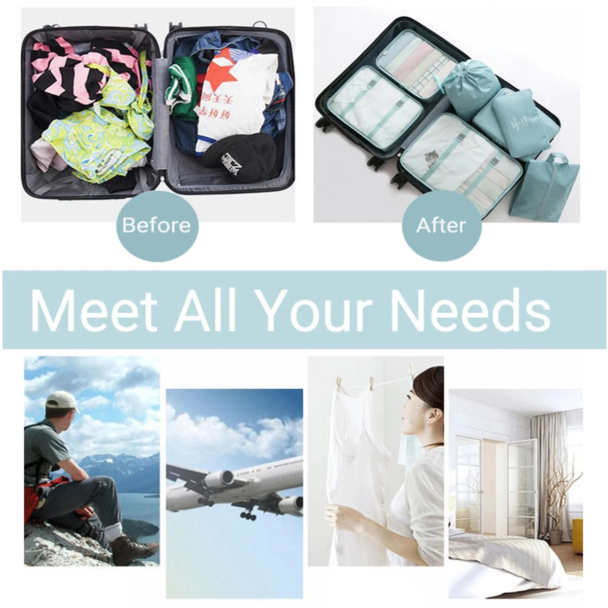 Upstao Hoshi 7-Piece Mesh Packing Cube Set