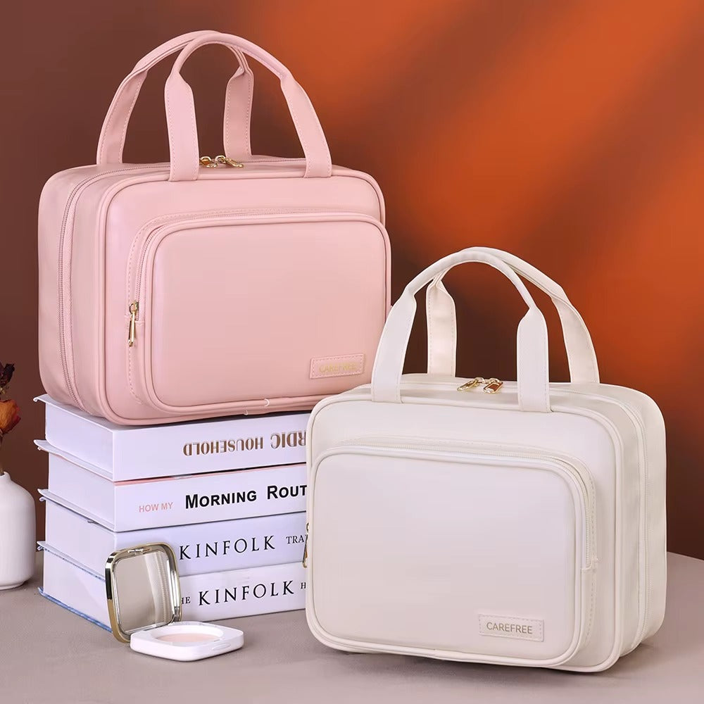 Upstao Yama Leather-Look Flat Toiletry Pouch