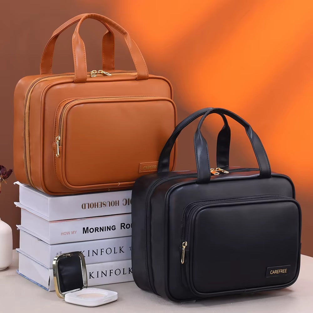 Upstao Yama Leather-Look Flat Toiletry Pouch