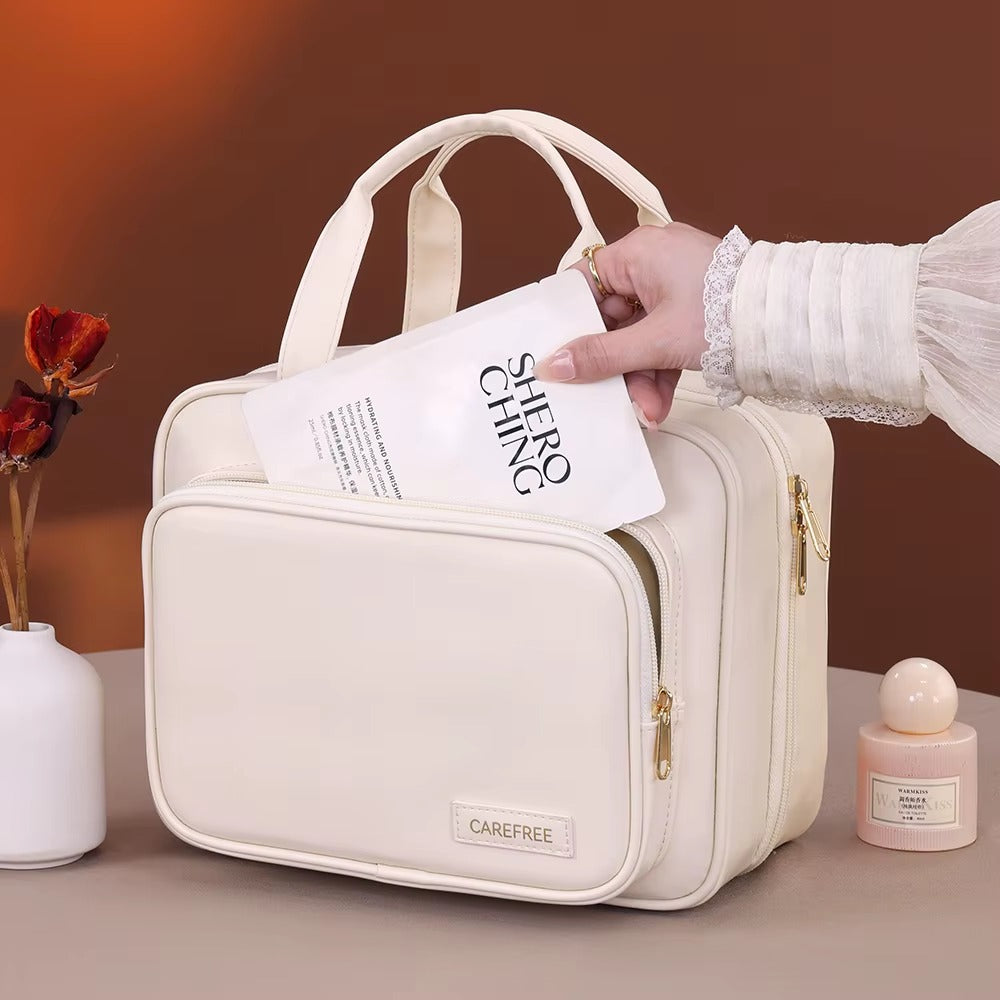 Upstao Yama Leather-Look Flat Toiletry Pouch