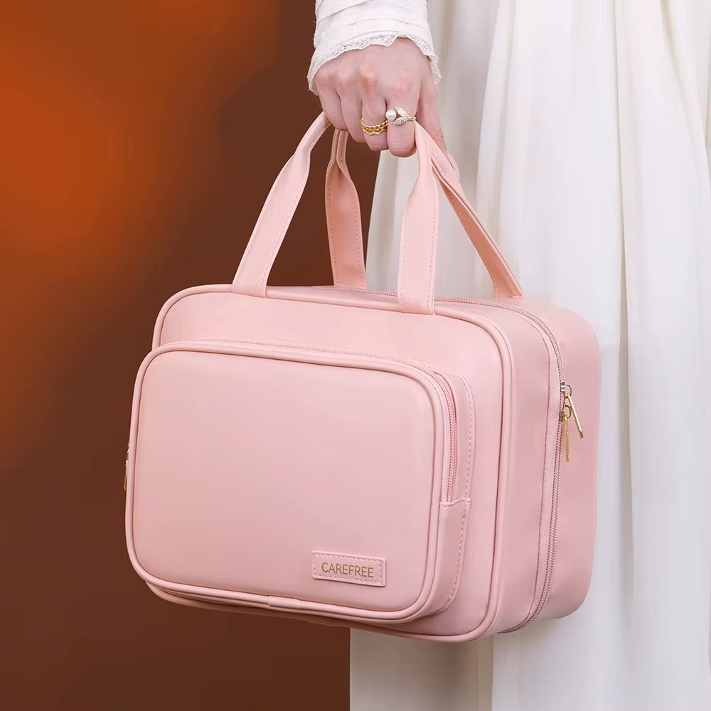 Upstao Yama Leather-Look Flat Toiletry Pouch