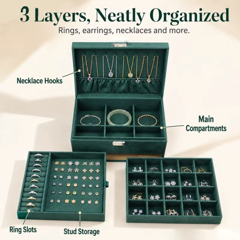 Upstao Yuri Lockable 3-Layer Jewellery Case